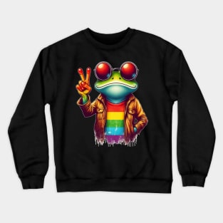 Frog Peace Sign LGBT Crewneck Sweatshirt